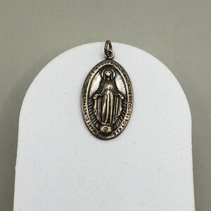 Religious Christian Saint Mary Pendant Sterling Silver 925 makers mark - vintage